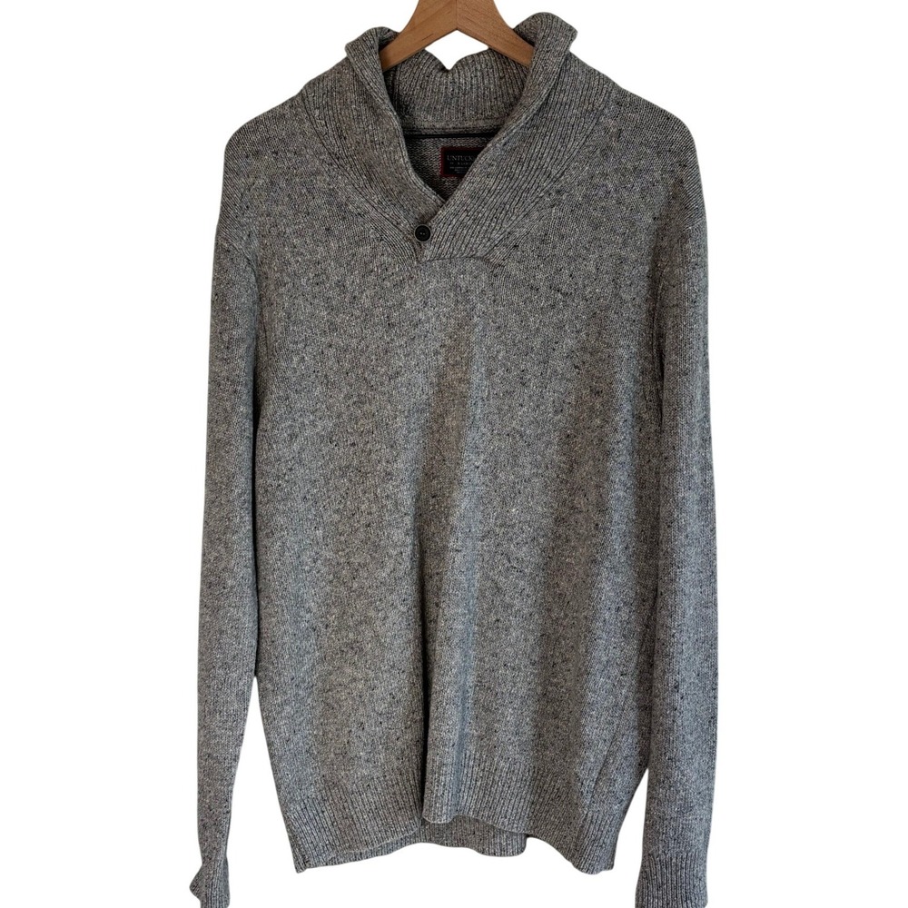 UNTUCKit Sweater Grey Mens XL Van Douzer Donegal Lambswool Silk Shawl Collar